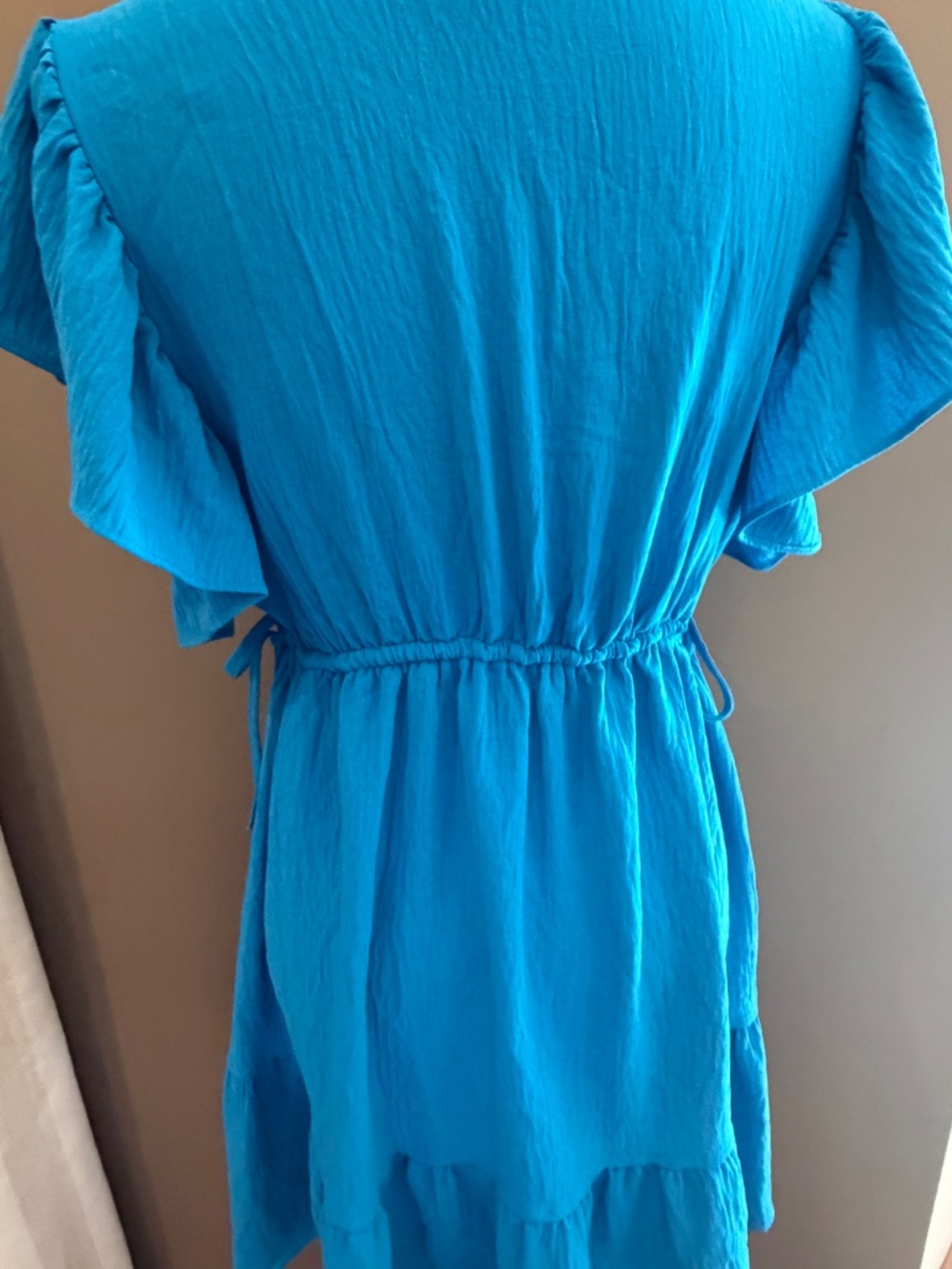 Max Studio V-Neck Tiered Minidress Cobalt Blue, Size Medium - Picture 7 of 13